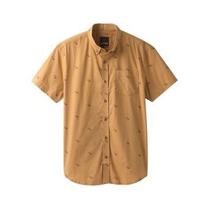 Prana Broderick Short Sleeve Button Down Shirt Men’s Large Embark Brown